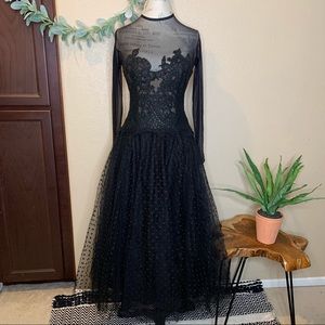 Tadashi ~ Vintage Black Lace and Tulle Dress
